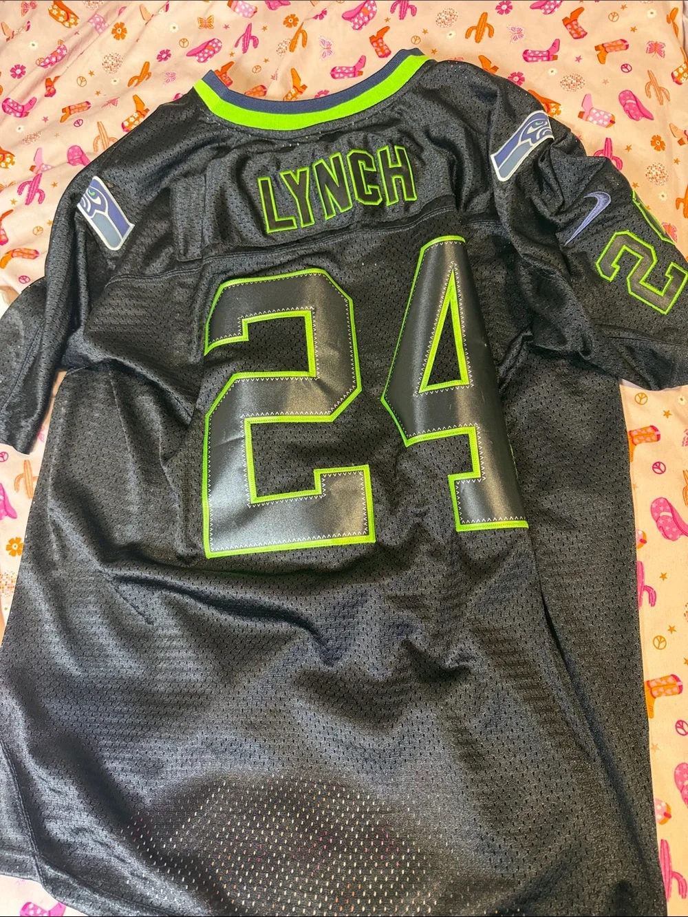 Nike Black & Neon Green Seahawks #24 Men's Jersey